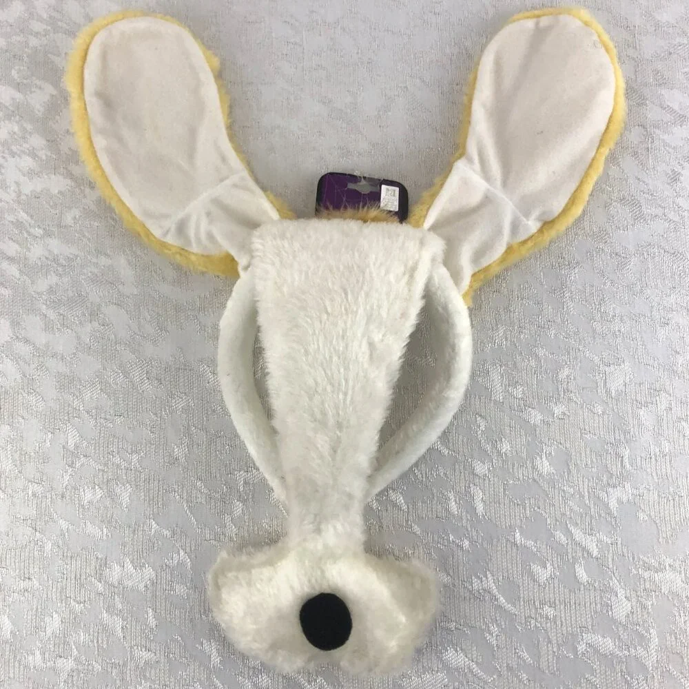 Dog Novelty Maya-Lulu Mask with Headband and White and Gold Faux Fur One Size